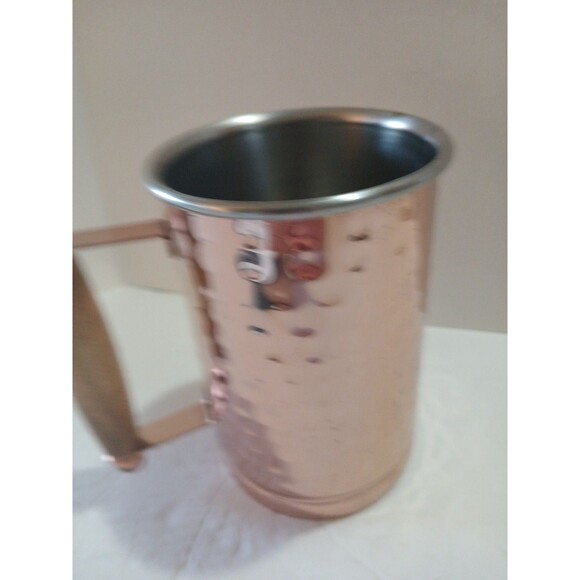 Vintage Mug-Hammered Copper- Wood Handle -5'inch-Stainless Steel Interior - Picture 14 of 16